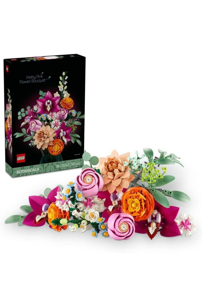 LEGO ® Botanicals Pembe Çiçek Buketi 10342 - Yetişkinler için Dekoratif Çiçek Yapım Seti (749 Parça)
