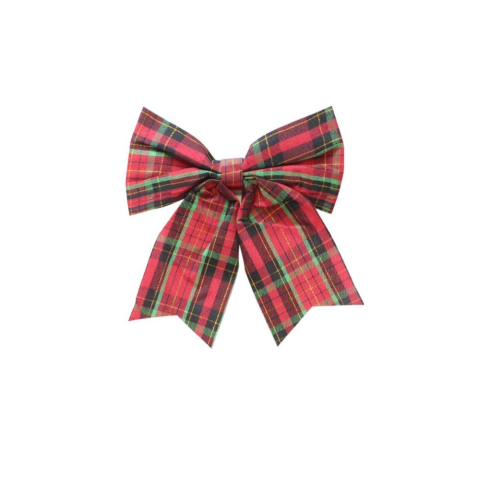 Yılbaşı Ağaç Süsü Ekose Fiyonk Asmalı Dekor Süsü Kırmızı 20 cm