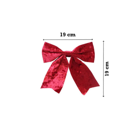 Yılbaşı Ağaç Süsü Kadife Fiyonk Asmalı Dekor Süsü Kırmızı 19 cm