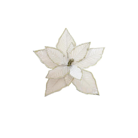 Yılbaşı Ağaç Süsü Ponsetya Atatürk Çiçeği Altın Sim Detaylı Şampanya 30 cm