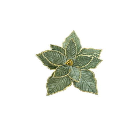 Yılbaşı Ağaç Süsü Ponsetya Atatürk Çiçeği Altın Sim Detaylı Yağ Yeşili 30 cm