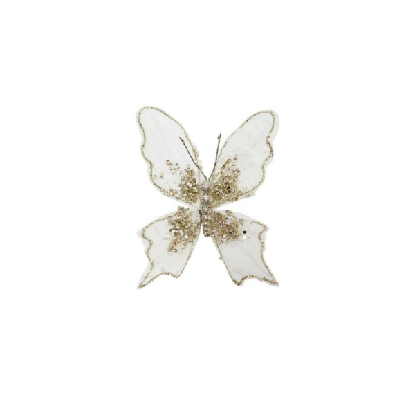 Yılbaşı Ağaç Süsü Dekoratif Altın Simli Pul Detaylı Kelebek 15 cm