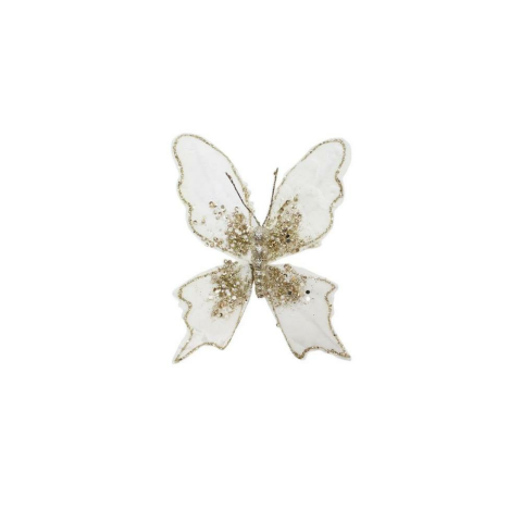 Yılbaşı Ağaç Süsü Dekoratif Altın Simli Pul Detaylı Kelebek 15 cm