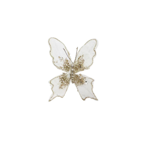 Yılbaşı Ağaç Süsü Dekoratif Altın Simli Pul Detaylı Kelebek 15 cm