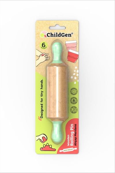 Play Dough Mini Ahşap Merdane-yeşil