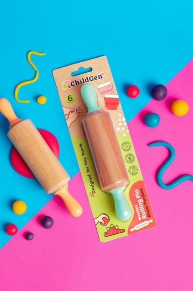 Play Dough Mini Ahşap Merdane-yeşil