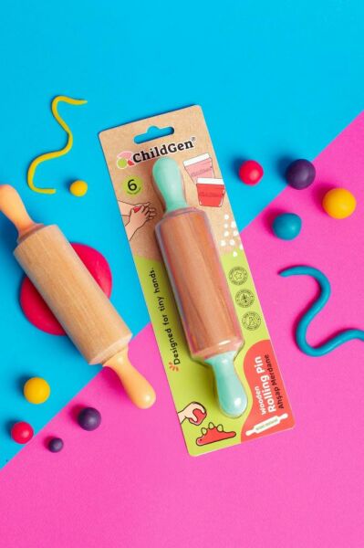 Play Dough Mini Ahşap Merdane-yeşil