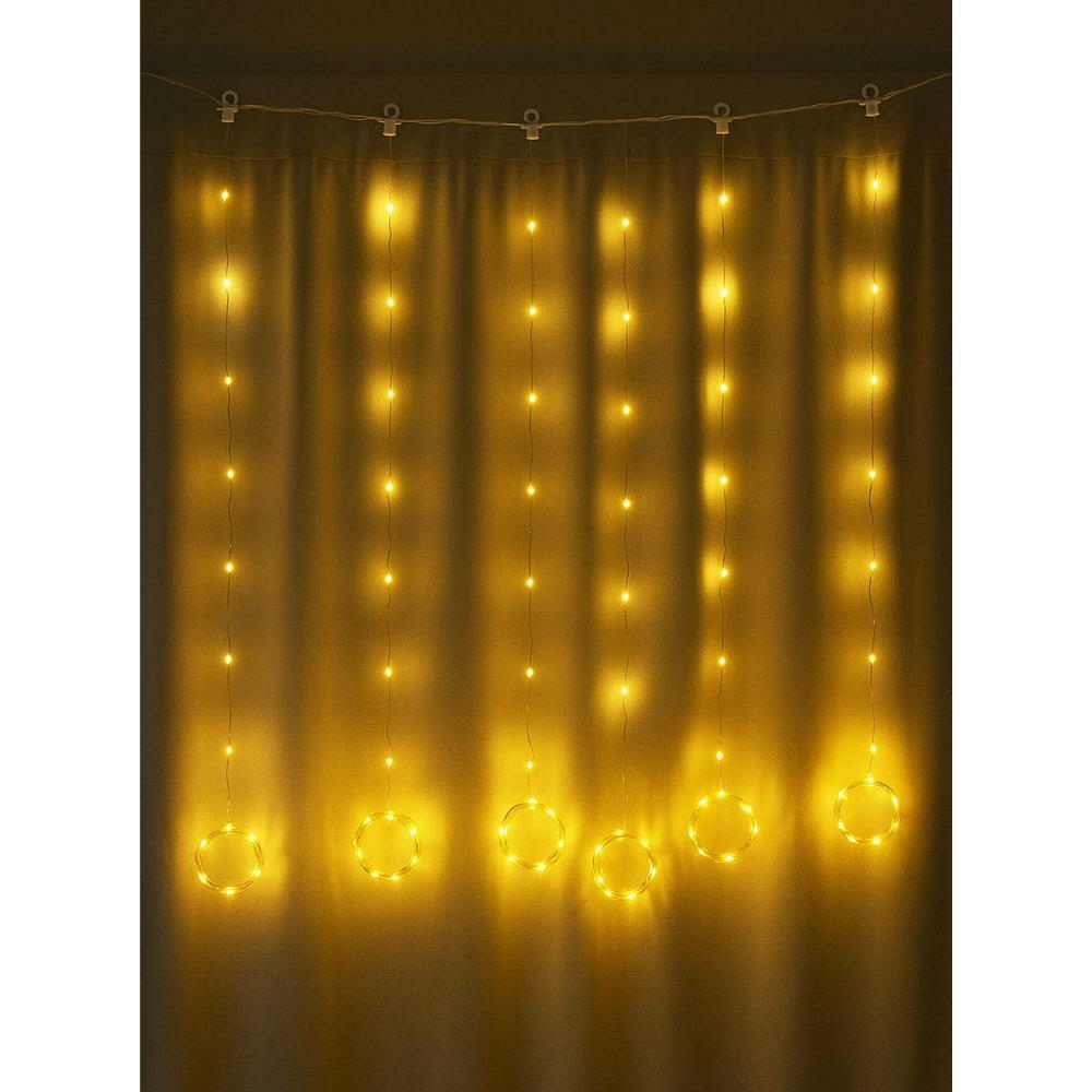 Yılbaşı Dekoru Klipsli Saçak Perde Pilli LED Işık – Günışığı 10 Sarkıt 3x3 mt