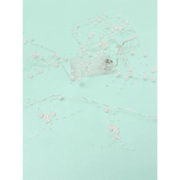 Yılbaşı Dekoru İnci Süslemeli Pilli LED Işık – Günışığı 2 Metre