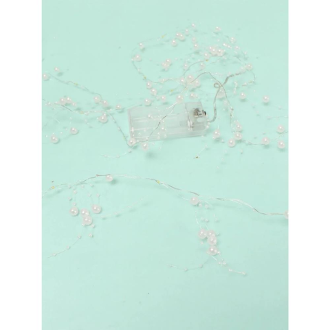 Yılbaşı Dekoru İnci Süslemeli Pilli LED Işık – Günışığı 2 Metre