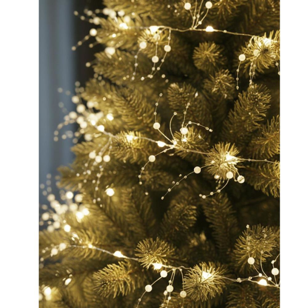 Yılbaşı Dekoru İnci Süslemeli Pilli LED Işık – Günışığı 2 Metre