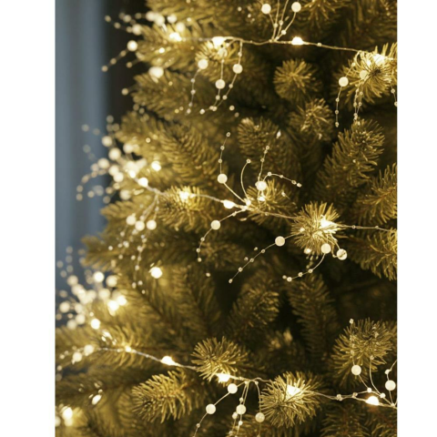 Yılbaşı Dekoru İnci Süslemeli Pilli LED Işık – Günışığı 2 Metre