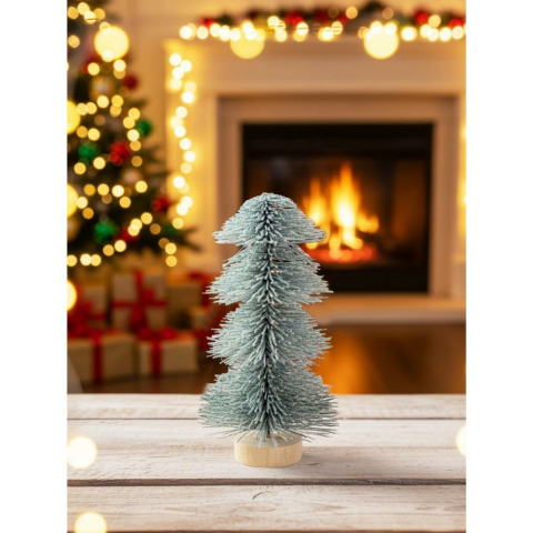 Mini Yılbaşı Ağacı Karlı Fırça Dallı Dekoratif Çam Ağacı 25 cm