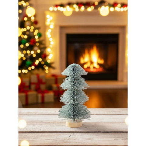 Mini Yılbaşı Ağacı Karlı Fırça Dallı Dekoratif Çam Ağacı 20 cm