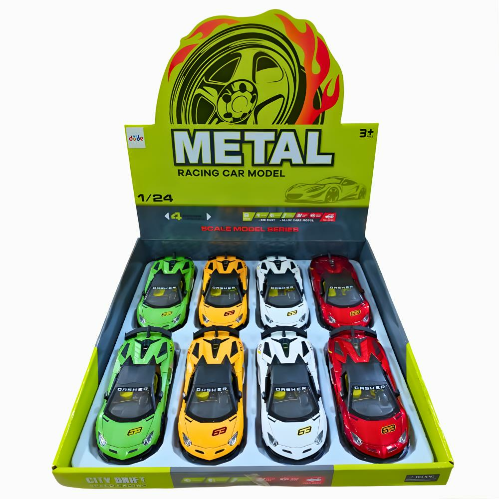 Seher 1:24 Sesli Işıklı Metal Model Araba Çek Bırak 6'lı Display
