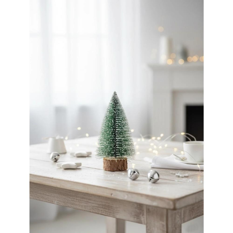 Yılbaşı Mini Karlı Çam Ağacı Masa Üstü Dekoratif Ağaç 15 cm