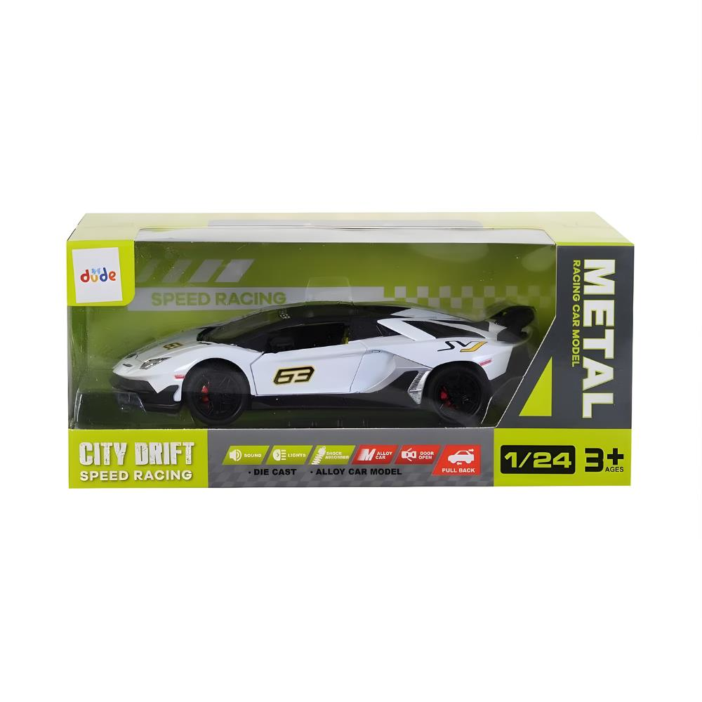 Seher 1:24 Metal Çek Bırak Sesli ve Işıklı Model Spor Araba (Karışık Renk)