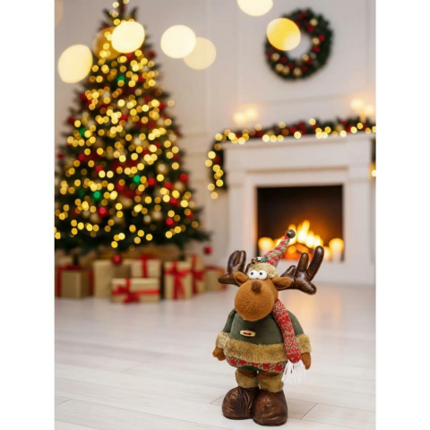 Yılbaşı Dekor Süsü Dekoratif Uzayan Peluş Geyik 56 - 42 cm