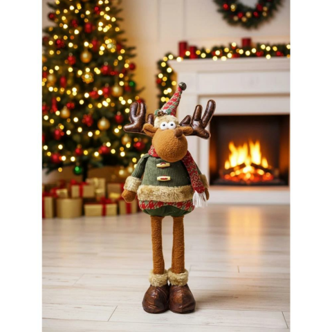 Yılbaşı Dekor Süsü Dekoratif Uzayan Peluş Geyik 56 - 42 cm