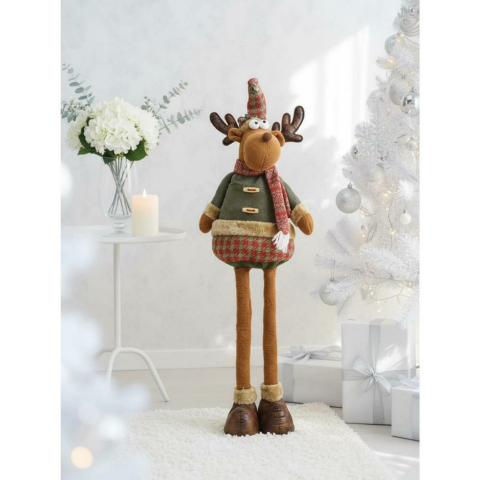 Yılbaşı Dekor Süsü Dekoratif Uzayan Peluş Geyik