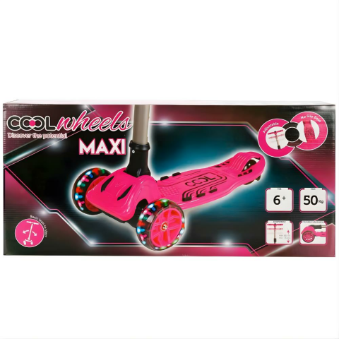 Cool Wheels 3 Tekerlekli Işıklı Maxi Scooter Pembe