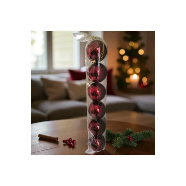 Yılbaşı Topu Bordo 8cm 6'lı