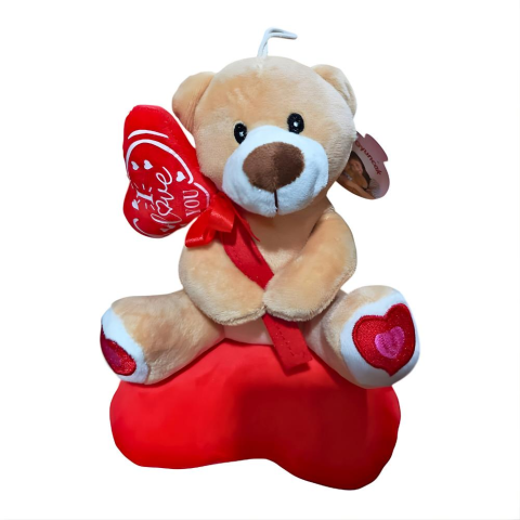 Peluş Kalp Üstüne Ayıcık 3 Asorti