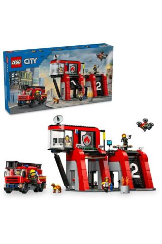 LEGO ® City İtfaiye Kamyonlu İtfaiye Merkezi 60414 -  Yaratıcı Oyuncak Yapım Seti (843 Parça)