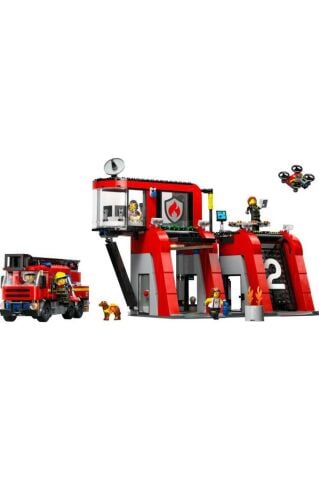 LEGO ® City İtfaiye Kamyonlu İtfaiye Merkezi 60414 -  Yaratıcı Oyuncak Yapım Seti (843 Parça)