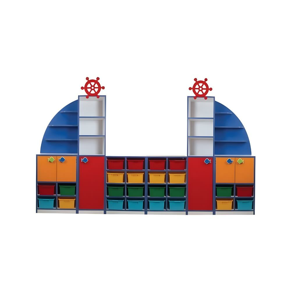 Yelkenli Dolap Seti: Anaokulu ve Kreşler İçin Eğlenceli ve Fonksiyonel Depolama! (Kutular Hariç)