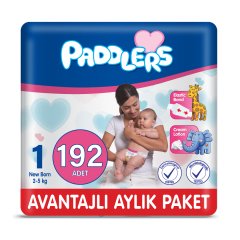 Paddlers Bebek Bezi 1 Numara Yenidoğan 192 Adet (2-5 Kg) Aylık Paket