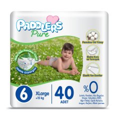 Paddlers Pure Bebek Bezi 6 Numara X-Large 40 Adet (15+Kg) Jumbo Paket