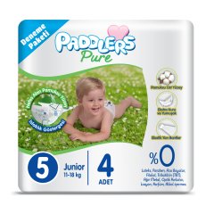 Paddlers Pure Bebek Bezi 5 Numara Junior 4 Adet (11-18 kg ) Deneme Paketi