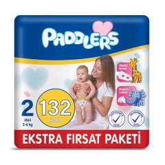 Paddlers Bebek Bezi 2 Numara Mini 132 Adet (3-6 Kg)  Ekstra Fırsat Paketi