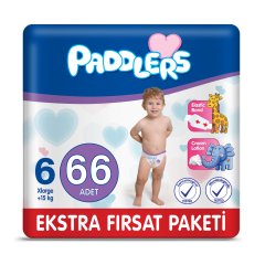 Paddlers Bebek Bezi 6 Numara X-Large 66 Adet (15+Kg) Ekstra Fırsat Paketi