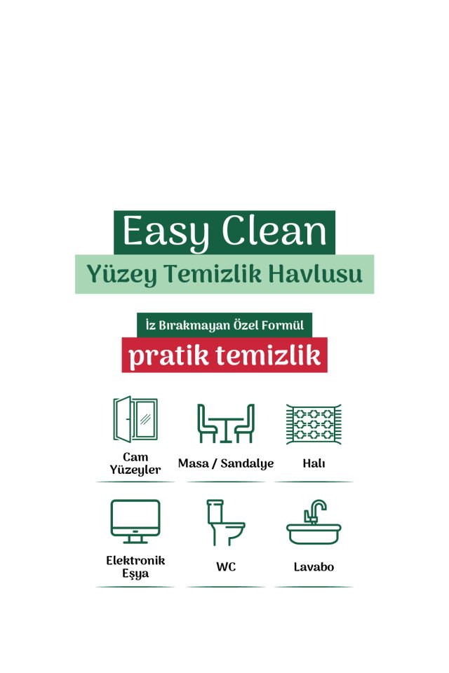 Easy Clean Beyaz Sabun Katkılı Yüzey temizlik Havlusu 2x70 (140 Yaprak)