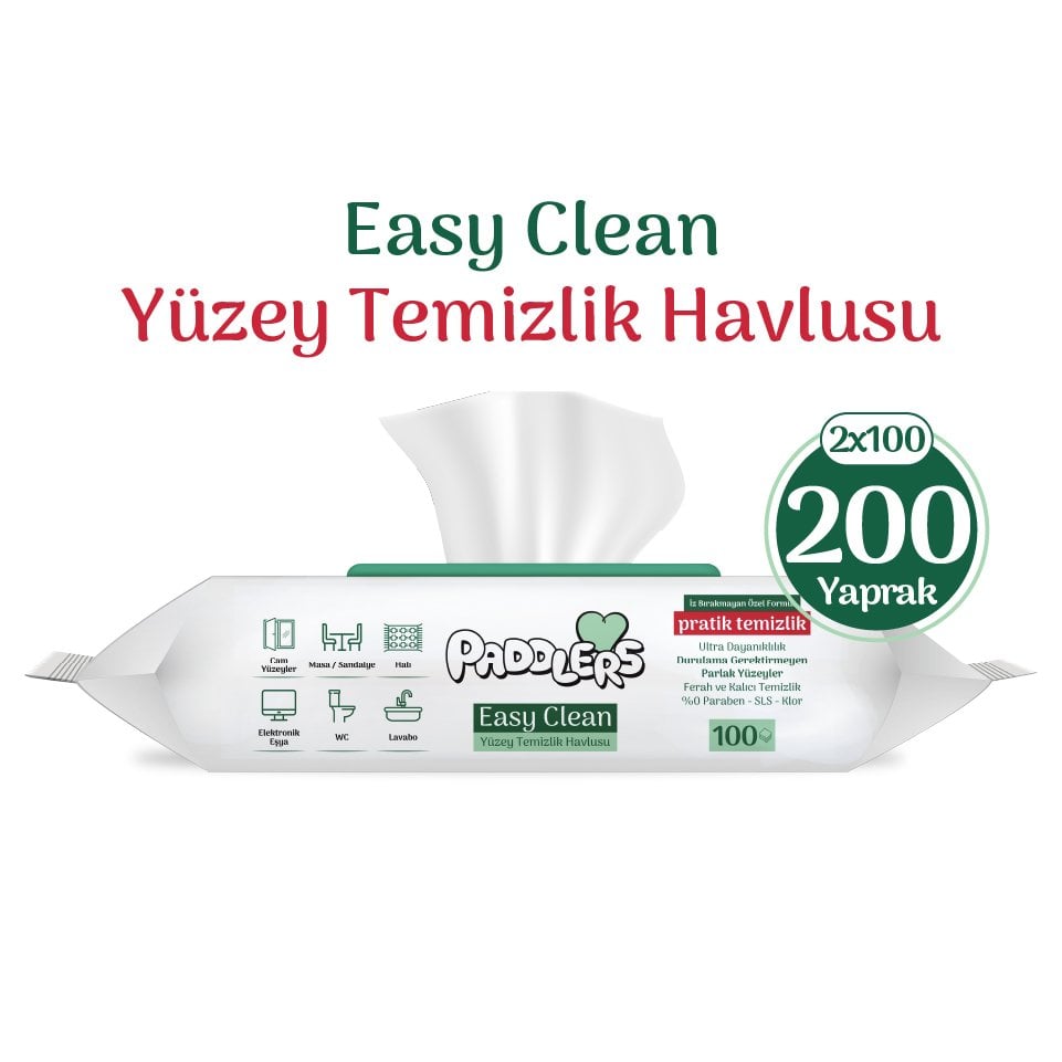 Easy Clean Beyaz Sabun Katkılı Yüzey Temizlik Havlusu 2x100 (200 Yaprak)