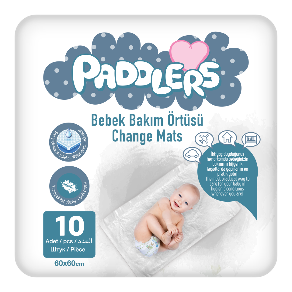 Paddlers 8x10 80 Adet Bebek Bakım Örtüsü  (60X60 Boyutunda)
