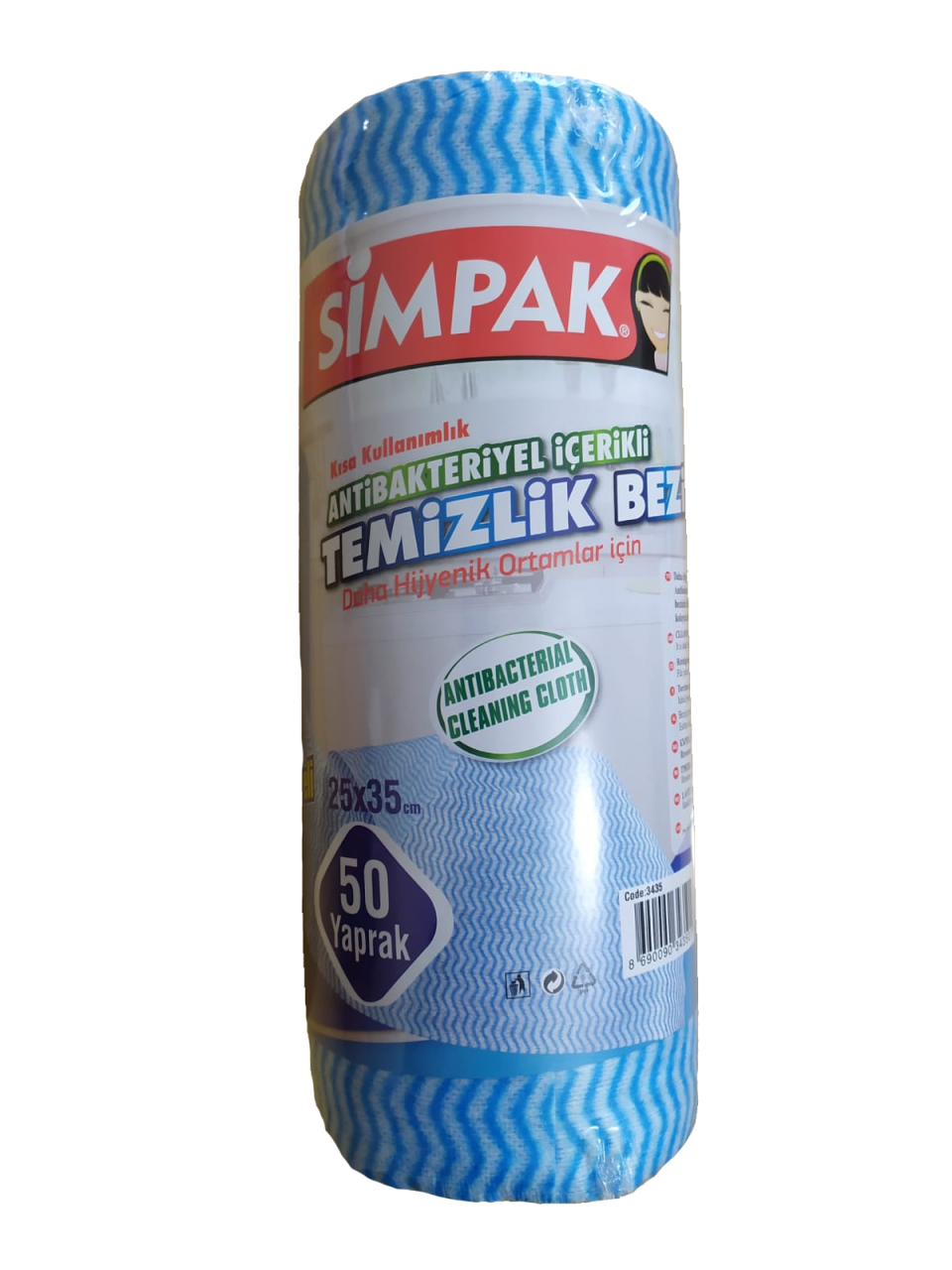 Simpak Antibakteriyel 50 Yapraklı 25x35 cm Temizlik Bezi