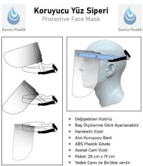 Damla Plastik Koruyucu Yüz Siperi 28x19cm(50'li)