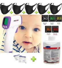Ateş Ölçer Maske Dezenfektan Hijyen Temizlik Set 9 Parça