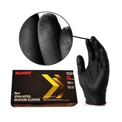 Handy Pudrasız Siyah Nitril Ekstra Kalın Eldiven 50'li