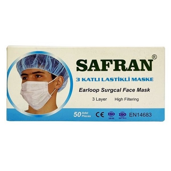 3 Katlı Lastikli Burun Telli Cerrahi Maske 50 Adet