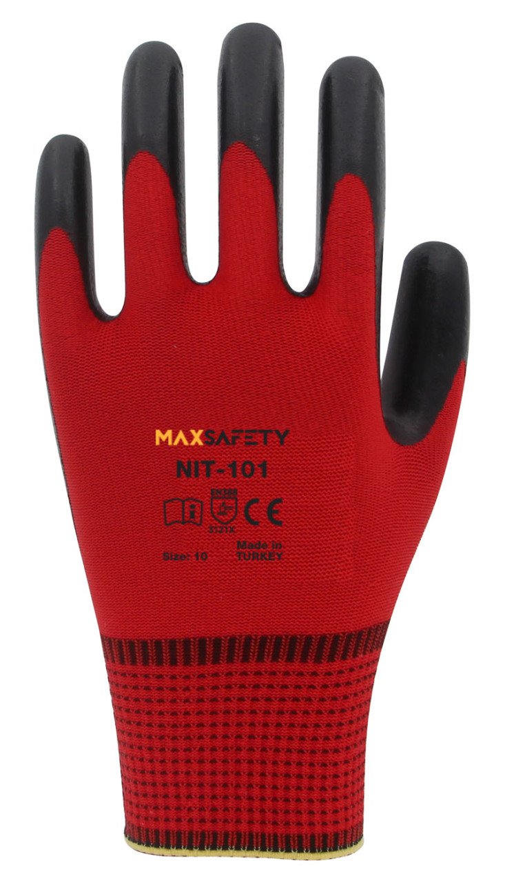 POLYESTER NİTRİL ELD.(Kırmızı - Siyah) No:10