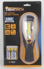 Lıghtorch 3AA 3W COB Çalışma Lambası, Mıknatıslı 150 Lümen