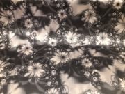 Pırıltılı Çiçek Siyah-Beyaz Dijital Baskılı