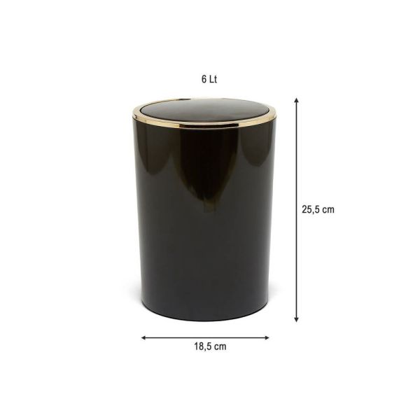 Primanova Lenox Çöp Kovası 6Lt Siyah Altın Renk