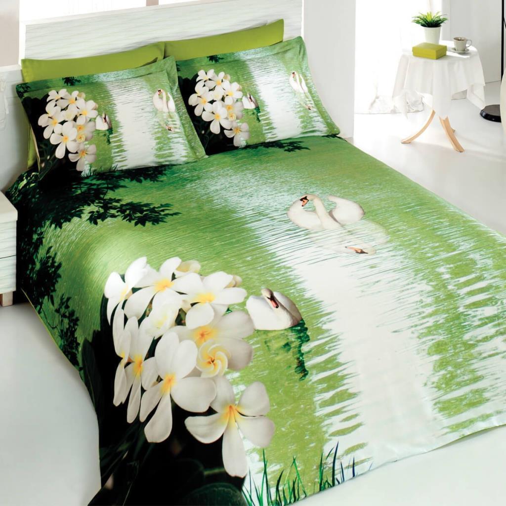 Maxstyle 3D Satin Swan Single Duvet Cover Set