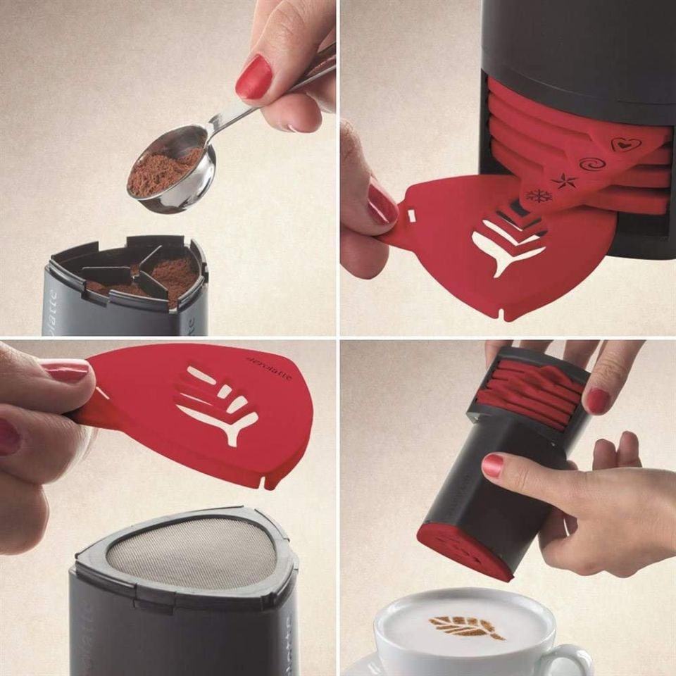 Aerolatte Cappuccino Artist Şablonu, 6 değiştirilebilir eğlenceli tasarım