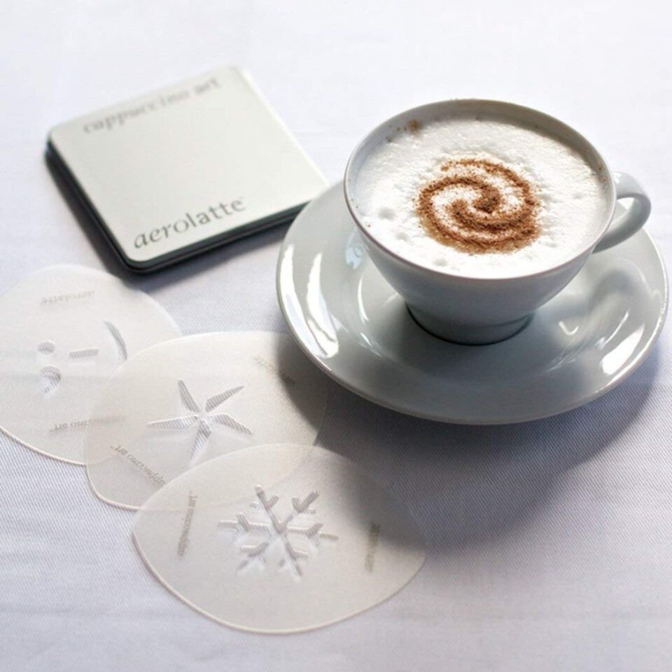 Aerolatte Cappuccino Art Şablonu, 6 eğlenceli tasarım